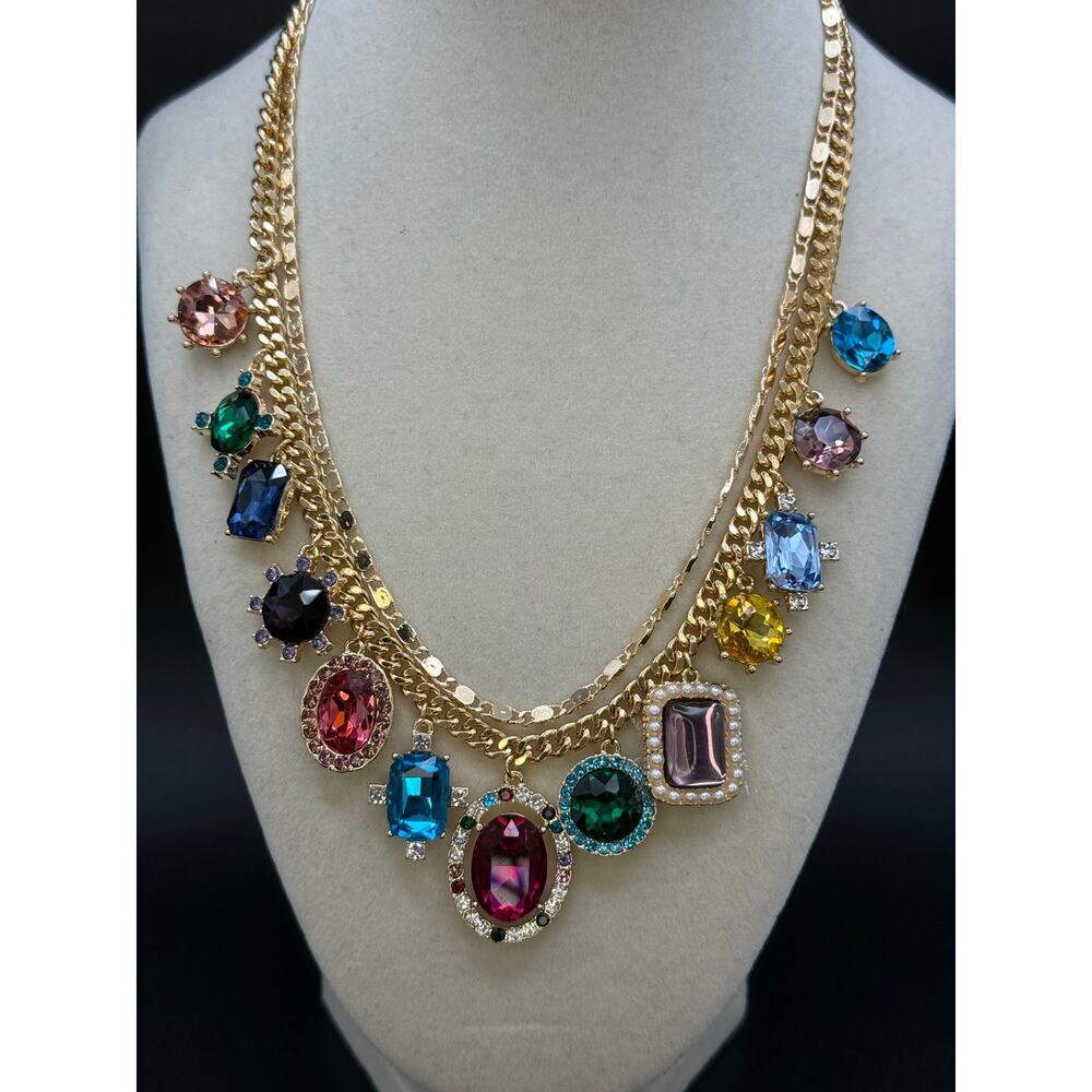 House of Harlow Colorful Crystal and Pearl Charm Necklace - Picture 3 of 7